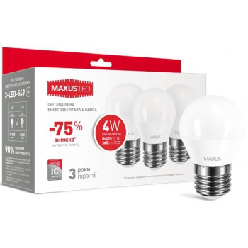 Набор LED ламп Maxus 3-LED-549 G45 F 4W 3000K 220V E27